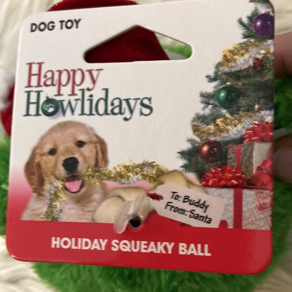 Pet Factory Holiday Squeaky Dog Toy Ball Frog Plush Ball - Picture 7 of 9